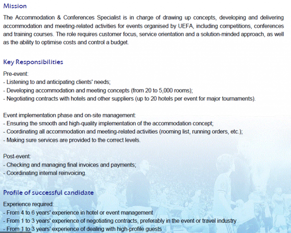Accommodation &amp; Conferences Specialist