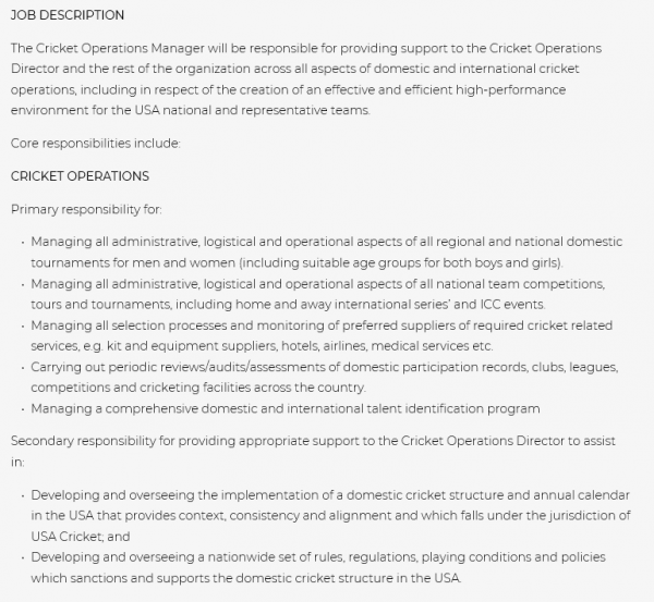 Cricket Operations Manager