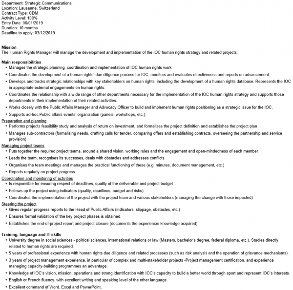 Human Rights Manager