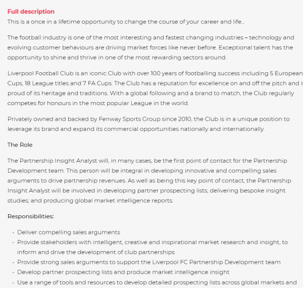 LIVERPOOL, Partnership Insight Analyst