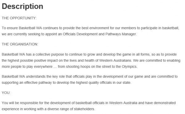 Officials Development and Pathways Manager