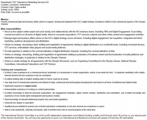 Senior Media Counsel