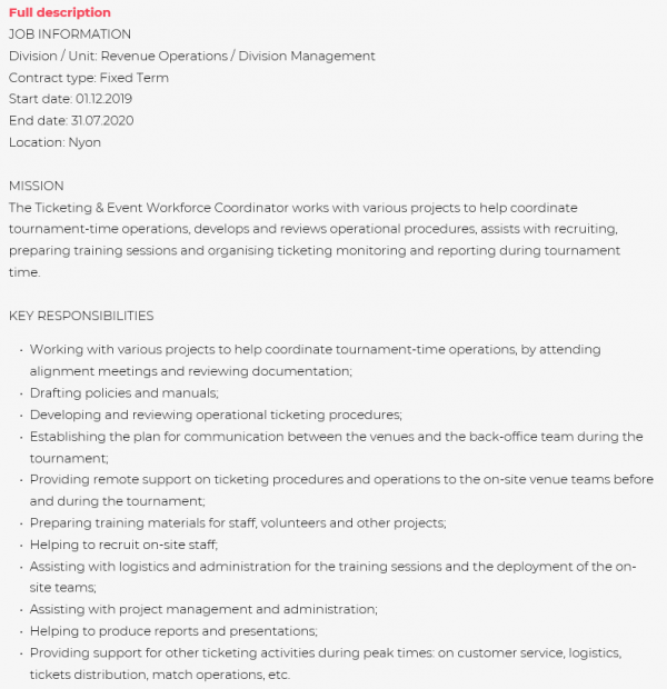 Ticketing &amp; Event Workforce Coordinator